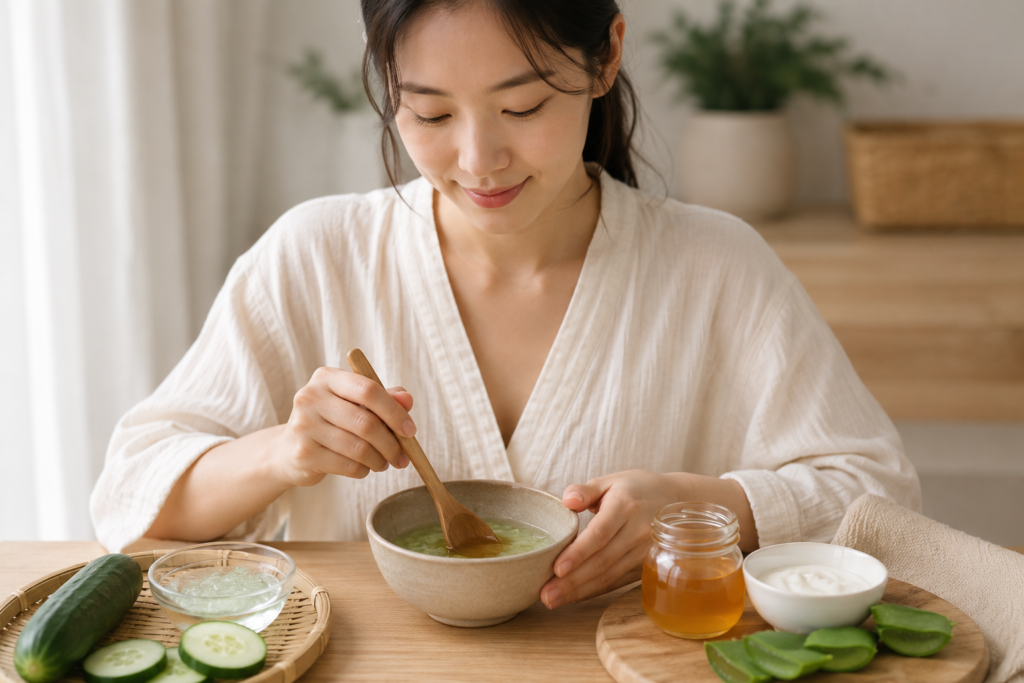Korean cucumber face mask 4 DIY recipes for glowing hydrated skin k-beauty home skincare routine