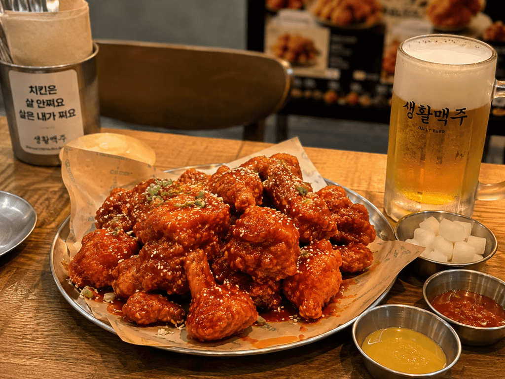 Chimaek — Korean fried chicken and cold beer, Korea's most beloved food culture