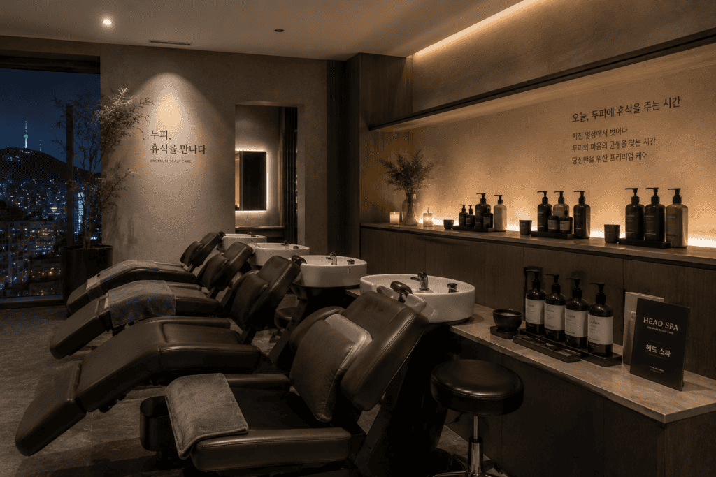 Korean head spa Seoul — inside a professional scalp treatment salon